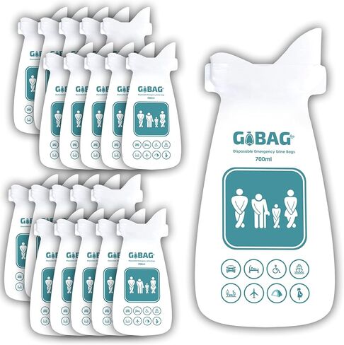 Gogobag Disposable Urine Bags 20-Pack Unisex Portable Urinal Pee Bags with 2X Absorption Pads for Emergency, Travel, Camping, Driving Traffic Jam, Hiking - for Men Women [Pregnant]& Children in Saudi Arabia