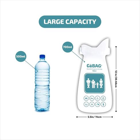 Gogobag Disposable Urine Bags 20-Pack Unisex Portable Urinal Pee Bags with 2X Absorption Pads for Emergency, Travel, Camping, Driving Traffic Jam, Hiking - for Men Women [Pregnant]& Children in Saudi Arabia