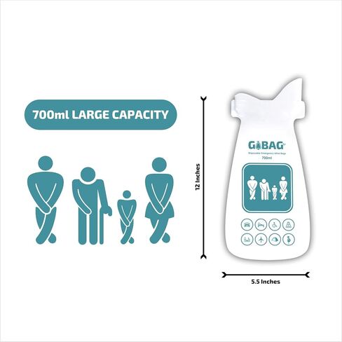 Gogobag Disposable Urine Bags 20-Pack Unisex Portable Urinal Pee Bags with 2X Absorption Pads for Emergency, Travel, Camping, Driving Traffic Jam, Hiking - for Men Women [Pregnant]& Children in Saudi Arabia