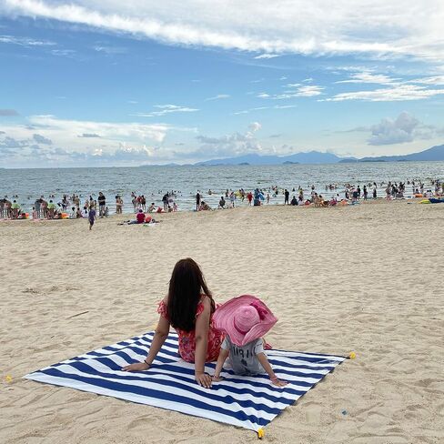 Pocket Blanket, Beach Mat Compact Lightweight Waterproof Sandproof | Foldable, Easy to Carry, Stakes & Carabiner Included, Quick Dry Outdoor Blanket for Beach, Hiking, Camping, Travel, Festivals in Kuwait