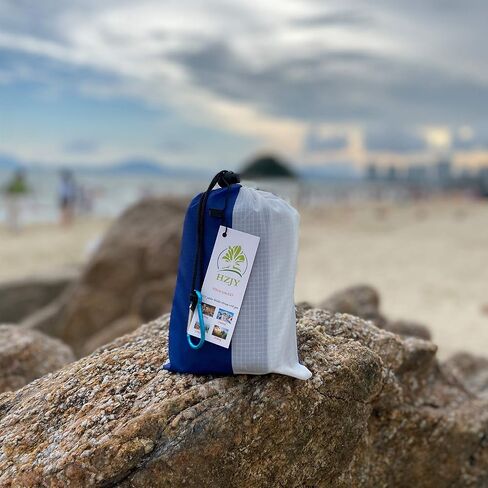 Pocket Blanket, Beach Mat Compact Lightweight Waterproof Sandproof | Foldable, Easy to Carry, Stakes & Carabiner Included, Quick Dry Outdoor Blanket for Beach, Hiking, Camping, Travel, Festivals in Kuwait