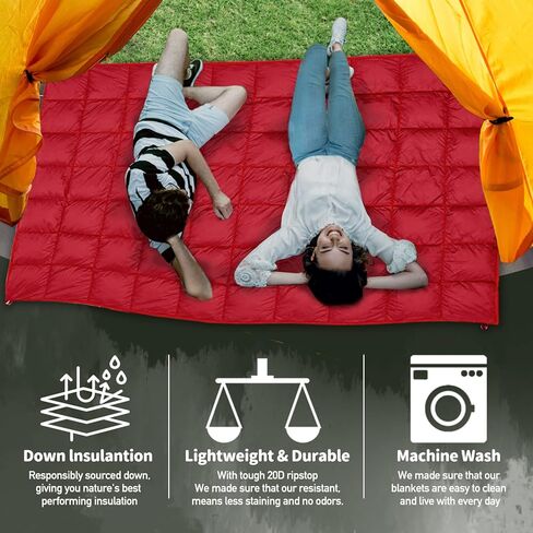 Outdoor Puffy Camping Blanket, Lightweight Down Alternative Puffy Printed Camping Large Ultra Warm Hammock Top Quilt Waterproof Blanket for Traveling Picnic Beach Party Cold Weather (green mountain) in Saudi Arabia