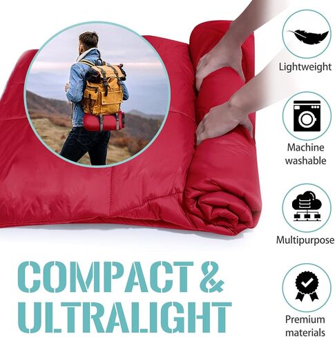 Outdoor Puffy Camping Blanket, Lightweight Down Alternative Puffy Printed Camping Large Ultra Warm Hammock Top Quilt Waterproof Blanket for Traveling Picnic Beach Party Cold Weather (green mountain) in Saudi Arabia