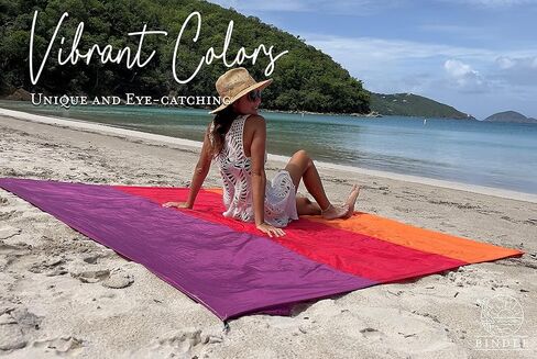 بطانية BINDLE Eco-Beach مقاس 10'x9' كبيرة جدًا، مادة خفيفة الوزن معاد تدويرها، خالية من الرمال ومقاومة للماء، سجادة نزهة محمولة كبيرة الحجم للسفر والتخييم في الهواء الطلق، أجواء غروب الشمس in Kuwait