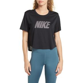 Nike Activewear Cropped Hemline Short Tee Shirt for Women Black in Kuwait