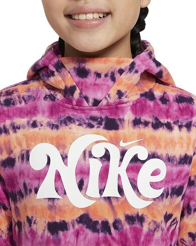 Nike Sportswear Youth Big Girls Tie-Dye Hoodie Pullover (Large, Fireberry) in Saudi Arabia