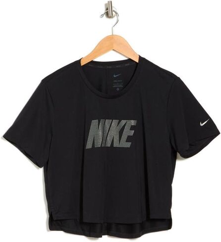 Nike Activewear Cropped Hemline Short Tee Shirt for Women Black in Kuwait
