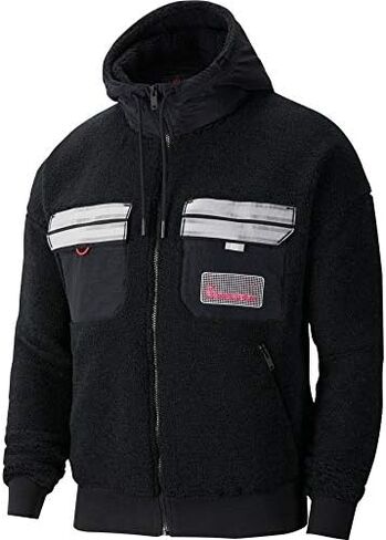 Nike Jordan Men's Jumpman Full-Zip Hoodie 23 Engineered Sherpa Black/Infrared in Saudi Arabia