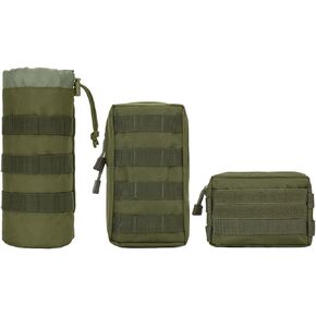 NuCamper 3 Pack Molle Pouch-Water Bottle Pouch Holder Tactical Molle Admin Pouches Compact Tactical Waist Bags Small EDC Utility Bag Pack
