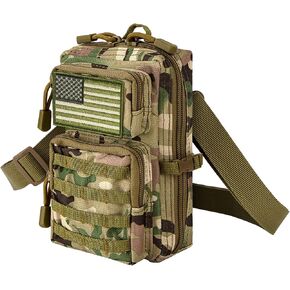 bvya Tactical Molle EDC Utility Pouch Compact Tool Pouch Mini Waist Bag Crossbody Backpack-Design Phone Pouch with Shoulder Strap Flag Patch and D-Rings in Saudi Arabia