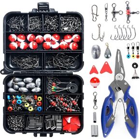 263pcs Fishing Accessories Set with Tackle Box Including Plier Jig Hooks Sinker Weight Swivels Snaps Sinker Slides in Saudi Arabia