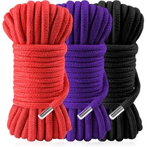 حبل قطني ناعم من BAVIHOR، حبل مضفر ملون متعدد الأغراض، حبل طويل ملون بطول 32 قدم 8 مم (3 ألوان) in Kuwait