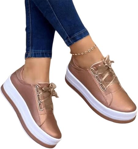 Ladmiple Shoes For Women Sneakers Slip Ons Lace ups Casual Leather Walking Shoes Summer Fashion Platform Flats Loafers in Kuwait