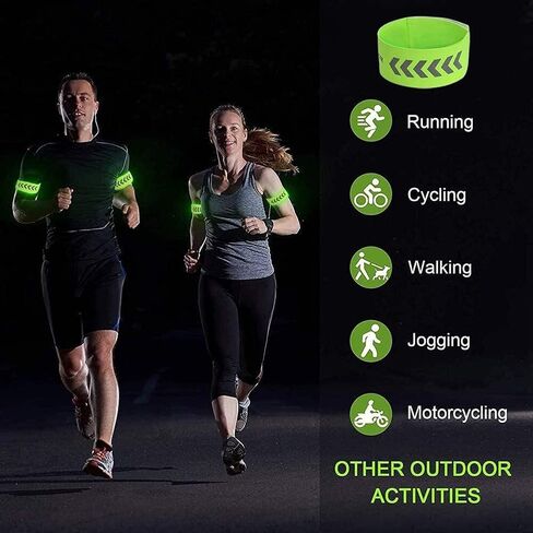 yanhao الأساور العاكسة الأشرطة عالية الوضوح - مرحبا فيس شارات الجري العاكسة، عصابات الجري العاكسة، معدات عاكسة للسلامة في الهواء الطلق ركوب الدراجات المشي الركض، الأنشطة الليلية in Kuwait