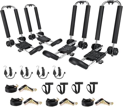 J-Style Bilateral Folding Kayak Carrier for Canoe, 180° Folding Motion Kayak Roof Rack for SUP,Surfboard and Ski Board on SUV, Car and Truck in Kuwait