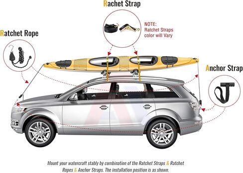J-Style Bilateral Folding Kayak Carrier for Canoe, 180° Folding Motion Kayak Roof Rack for SUP,Surfboard and Ski Board on SUV, Car and Truck in Kuwait