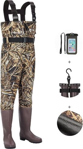 أحذية TIDEWE للصدر مع بطانة شبكية (محدثة)، Realtree Max 5 مموهة مقاومة للماء لصيد الأسماك وأحذية PVC (5-14) in Kuwait