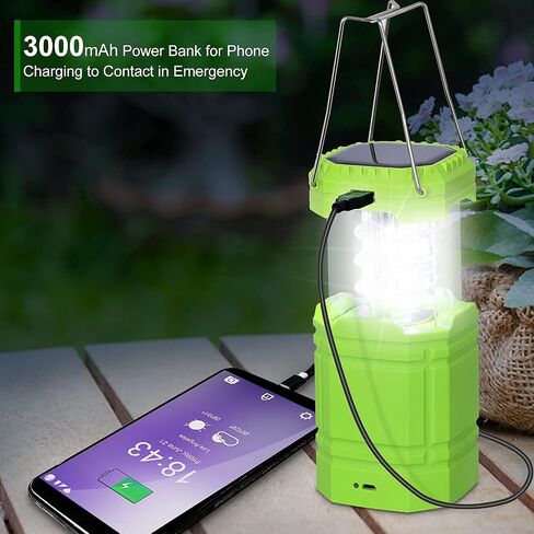 LED Camping Lantern Rechargeable,Flashlight Lantern for Power Outages & Hurricane Storms,Hand Crank/USB/Solar Powered Lanterns with 3000 Battery Power,Waterproof (Black)… in Saudi Arabia