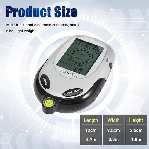 بوصلة ميزان حرارة رقمية إلكترونية متعددة الوظائف من KIWOP مع حبل تعليق للمشي لمسافات طويلة في الهواء الطلق in Kuwait