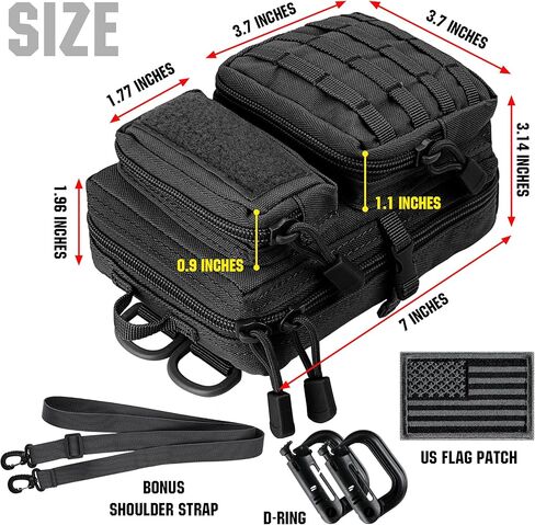 bvya Tactical Molle EDC Utility Pouch Compact Tool Pouch Mini Waist Bag Crossbody Backpack-Design Phone Pouch with Shoulder Strap Flag Patch and D-Rings in Kuwait