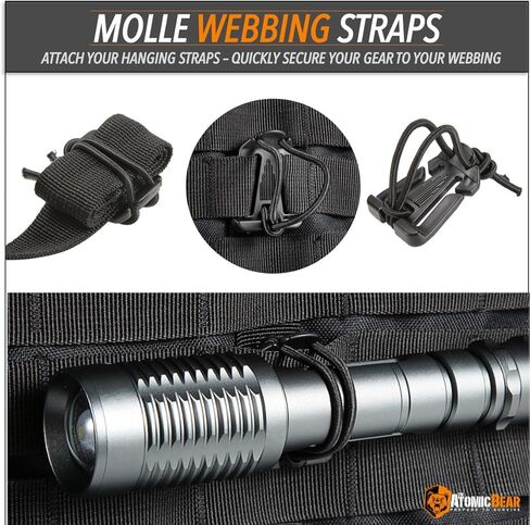 The Atomic Bear Molle Kit of 11 Attachments for 1 inch Molle Webbing Bags, Tactical Backpacks & Vests in Kuwait