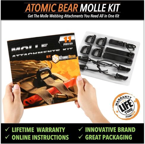 The Atomic Bear Molle Kit of 11 Attachments for 1 inch Molle Webbing Bags, Tactical Backpacks & Vests in Kuwait