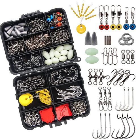 Fishing Accessories Tackle Kit - 286pcs Fishing Tackle Box Fishing Hooks, Swivel Snap, Sinker Weights, Sinker Slides, Bobber Floats, 3 Way Swivel for Freshwater Saltwater Fishing Equipment in Saudi Arabia