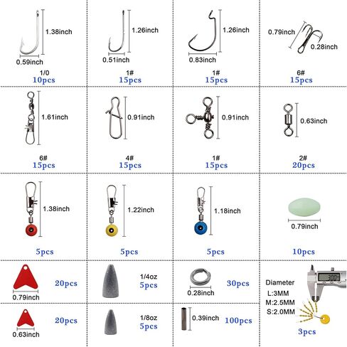 Fishing Accessories Tackle Kit - 286pcs Fishing Tackle Box Fishing Hooks, Swivel Snap, Sinker Weights, Sinker Slides, Bobber Floats, 3 Way Swivel for Freshwater Saltwater Fishing Equipment in Saudi Arabia