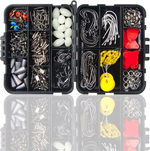 Fishing Accessories Tackle Kit - 286pcs Fishing Tackle Box Fishing Hooks, Swivel Snap, Sinker Weights, Sinker Slides, Bobber Floats, 3 Way Swivel for Freshwater Saltwater Fishing Equipment in Saudi Arabia