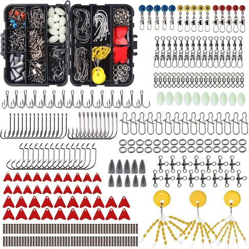 Fishing Accessories Tackle Kit - 286pcs Fishing Tackle Box Fishing Hooks, Swivel Snap, Sinker Weights, Sinker Slides, Bobber Floats, 3 Way Swivel for Freshwater Saltwater Fishing Equipment in Saudi Arabia