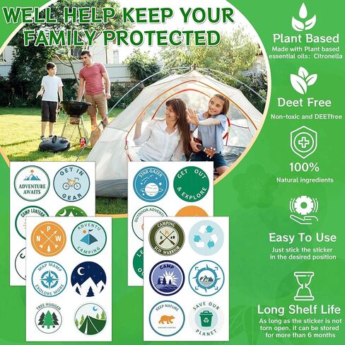 168 حزمة من الرقع الطاردة للبعوض للأطفال، ملصقات سيترونيلا للتخييم الطبيعية خالية من DEET للبالغين في الأماكن المغلقة والخارجية in Kuwait