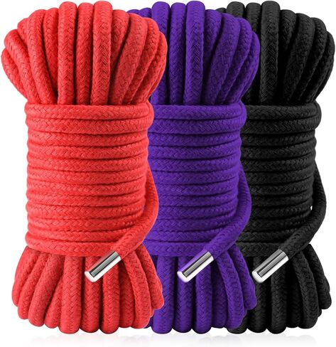 حبل قطني ناعم من BAVIHOR، حبل مضفر ملون متعدد الأغراض، حبل طويل ملون بطول 32 قدم 8 مم (3 ألوان) in Kuwait