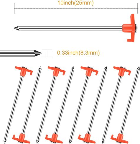 Tent Stakes Heavy Duty Tent Nail Camping Stakes,Tent pegs for Pop Up Canopy, Ground, Garden, 10" Galvanized Steel Stakes 8pc-Pack in Kuwait