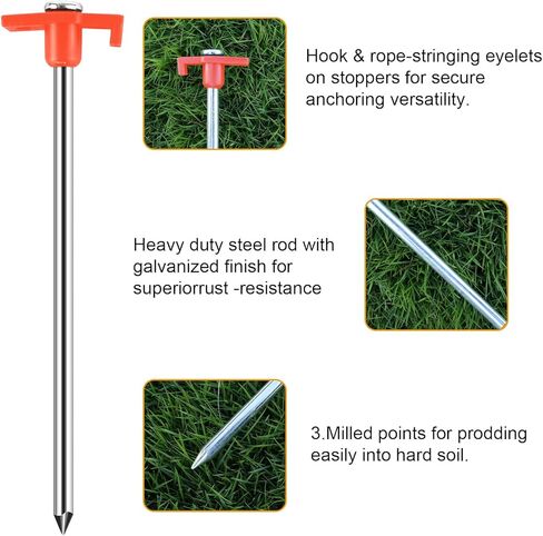 Tent Stakes Heavy Duty Tent Nail Camping Stakes,Tent pegs for Pop Up Canopy, Ground, Garden, 10" Galvanized Steel Stakes 8pc-Pack in Kuwait