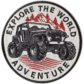 Adventure Explore The World - Offroad Patch - Outdoor Patch - Embroidered Patch - Hook and Loop Patch - Patch for Backpacks, Hats, Jackets, Vest - Patches for Clothes, Backpack Accessories