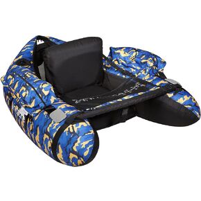 UNITACKLE Inflatable Float Tube, with Paddles, Fish Ruler, Air Pump, Storage Bag, Adjustable Shoulder Straps, Weight Capacity of 286 pounds, Suitable for Adults Fishing in Rivers and Lakes, Blue White in Kuwait