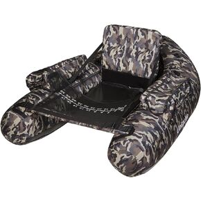 UNITACKLE Inflatable V-Shape Float Tube, Weight Capacity 330 lbs, Manual Air Pump, Adjustable Backpack Straps, Inflatable Backrest, Storage Bag, Paddle, Fishing Ruler, Rod Holder (Camo Green Grey) in Kuwait