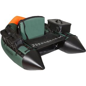 UNITACKLE Inflatable V-shape Fishing Float Tube, with Detachable Side Bags, Fishing Tape, with Hand Pump, Paddle, Rod Holder, 330lb Load Capacity, for Outdoor Fishing in Rivers and Lakes (Green Black) in Kuwait