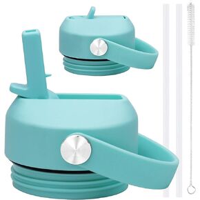 FLAKBOTEL غطاء من القش مناسب لزجاجة مياه Yeti Rambler 18oz 26oz 36oz 64oz، غطاء بديل بمقبض مرن لزجاجة Yeti Rambler مع القش (أخضر نعناعي وأخضر نعناعي) in Kuwait