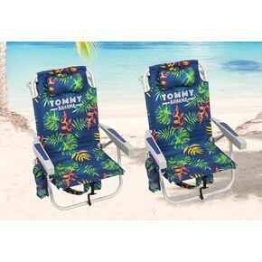 Tommy Bahama Backpack Beach Chair 2 Pack (Tropical Foliage), Dark Blue (2622206) in Kuwait