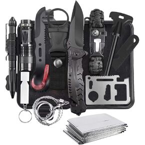 Gearedt Survival Kit, 16 in 1 Professional Survival Gear Tool Emergency Tactical First Aid Equipment Supplies Kits Gifts Idear for Men Him Women Families Hiking Camping Fishing Adventures in Saudi Arabia