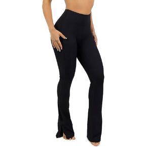 بنطلون ليجنز للتمرين للنساء بفتحة عند الكاحل للنساء كاجوال بخصر عالٍ وواسع ومطاط لرفع المؤخرة in Kuwait