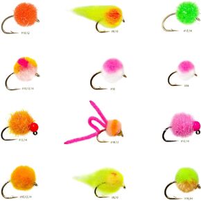 ROKC Premium Fly Fishing Flies Assortment | Dry Flies, Wet Flies, Nymphs, Streamers Flies, Caddis, Hopper | Trout, Bass, Steelhead Fishing Lure Set in Saudi Arabia