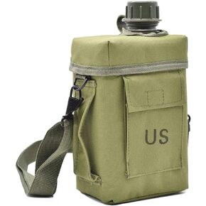 JFFCESTORE Military Canteen Squared Insulated Camouflage Bag Carrier Cover Canteen 2Quart Capacity PVC Water Bottle Pouch for Hiking Camping