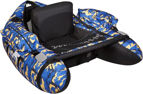 UNITACKLE Inflatable Float Tube, with Paddles, Fish Ruler, Air Pump, Storage Bag, Adjustable Shoulder Straps, Weight Capacity of 286 pounds, Suitable for Adults Fishing in Rivers and Lakes, Blue White in Kuwait