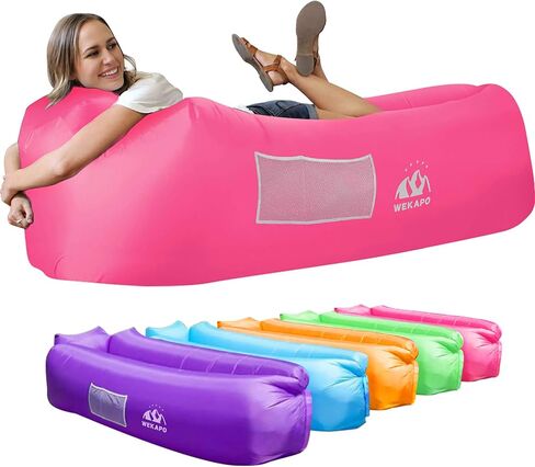WEKAPO Inflatable Couch Air Lounger Chair - Camping & Beach Accessories, Portable Blow up Sofa for Hiking, Lawn, Indoor/Outdoor Movies & Music Festivals. Lightweight and Easy to Set Up Air Hammock in Kuwait