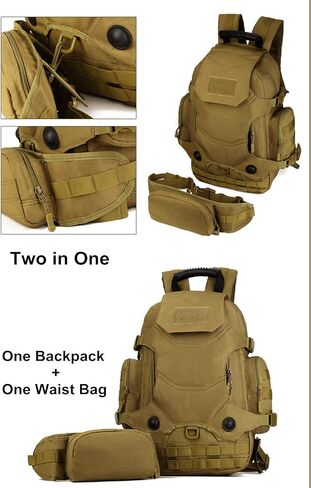 UNISTRENGH 40L مقاوم للماء التكتيكية العسكرية MOLLE الاعتداء على ظهره حزمة 3 طريقة المرفقات وحدات حقيبة كبيرة حقيبة الظهر مع التصحيح الرياضة في الهواء الطلق والعتاد للصيد ركوب الدراجات التخييم الرحلات، ذئب البني in Kuwait