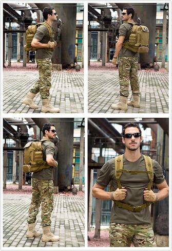 UNISTRENGH 40L مقاوم للماء التكتيكية العسكرية MOLLE الاعتداء على ظهره حزمة 3 طريقة المرفقات وحدات حقيبة كبيرة حقيبة الظهر مع التصحيح الرياضة في الهواء الطلق والعتاد للصيد ركوب الدراجات التخييم الرحلات، ذئب البني in Kuwait