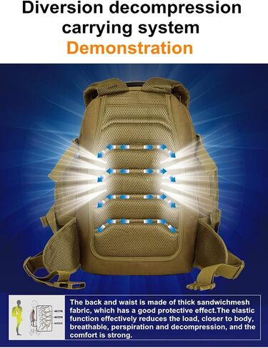 UNISTRENGH 40L مقاوم للماء التكتيكية العسكرية MOLLE الاعتداء على ظهره حزمة 3 طريقة المرفقات وحدات حقيبة كبيرة حقيبة الظهر مع التصحيح الرياضة في الهواء الطلق والعتاد للصيد ركوب الدراجات التخييم الرحلات، ذئب البني in Kuwait
