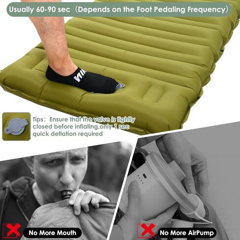 Extra Thick 4.8" Sleeping Pad for Camping, Self Inflating Camping Pad with Built-in Foot Pump, 78"x27" Ultralight Sleeping Pad with Pillow for Backpacking, Hiking, Travel & Outdoor Fun (Green) in Saudi Arabia
